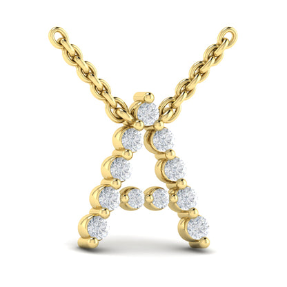 Diamond Alphabet Pendant Necklace, A