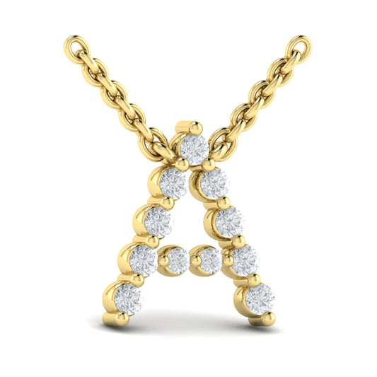 Diamond Alphabet Pendant Necklace, A