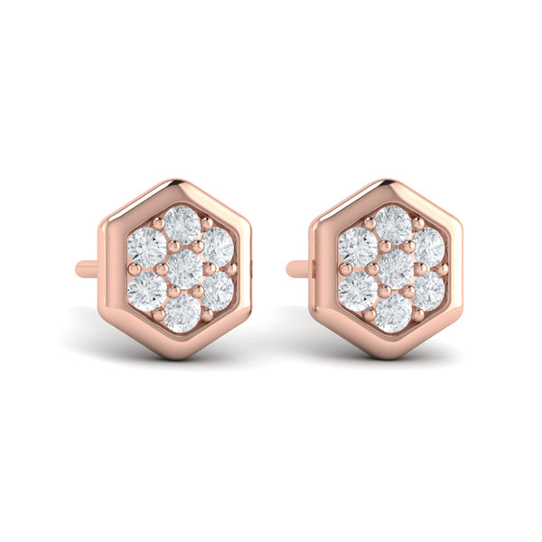 Diamond Cluster Honeycomb Stud Earrings