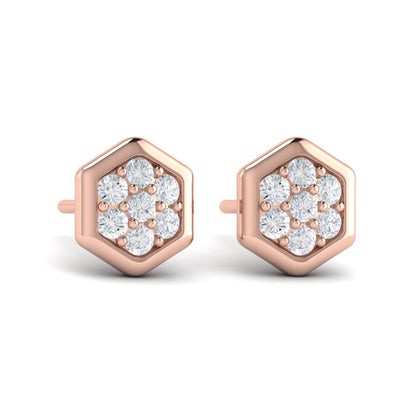 Diamond Cluster Honeycomb Stud Earrings