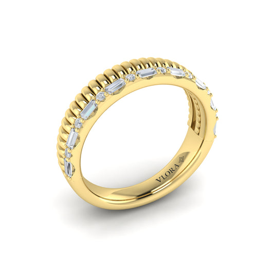 Diamond Baguette Textured Band