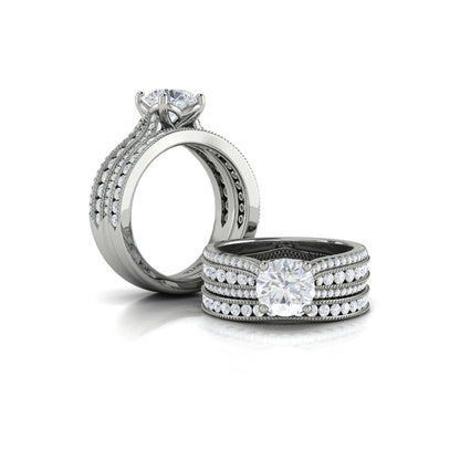 Round Classic, Modern Vintage Engagement Ring in Platinum by Vlora Bridal