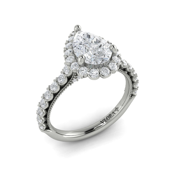 Timeless Pear Halo Engagement Ring