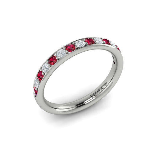 Delicate Ruby and Diamond Stackable Band