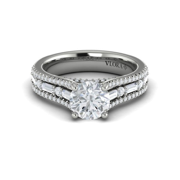 Round Classic Engagement Ring in Platinum by Vlora Bridal