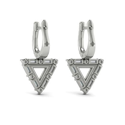 Diamond Baguette Double Trinity Huggie Earrings