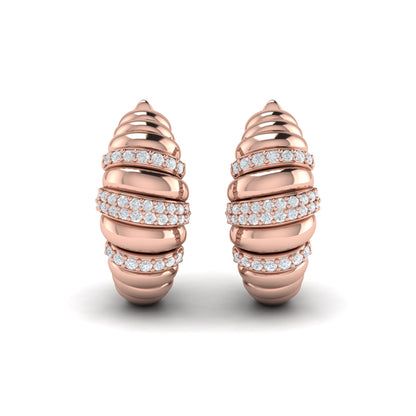 Diamond Pavé Spiral Huggie Earrings