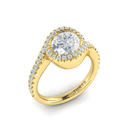 Modern Swirl Pavé Halo Engagement Ring