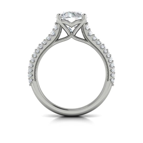 Round Classic, Modern Vintage Engagement Ring in Platinum by Vlora Bridal