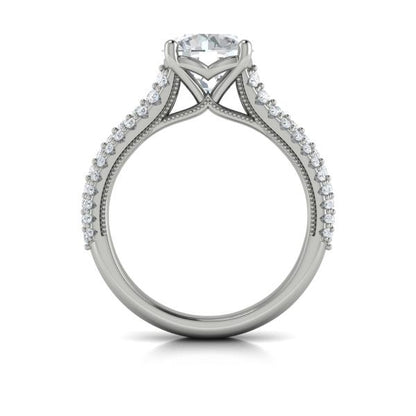 Round Classic, Modern Vintage Engagement Ring in Platinum by Vlora Bridal