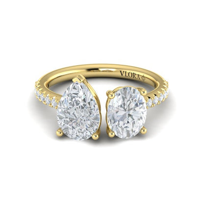 Duet Oval and Pear Two Stone Engagement Ring