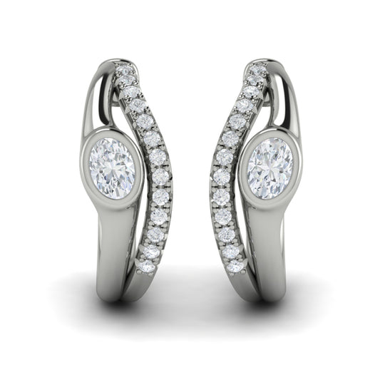 Bezel‑set Oval Diamond and Pavé Diamond Wrap Hoops