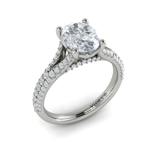 Oval Classic, Split Shank Engagement Ring in Platinum by Vlora Bridal