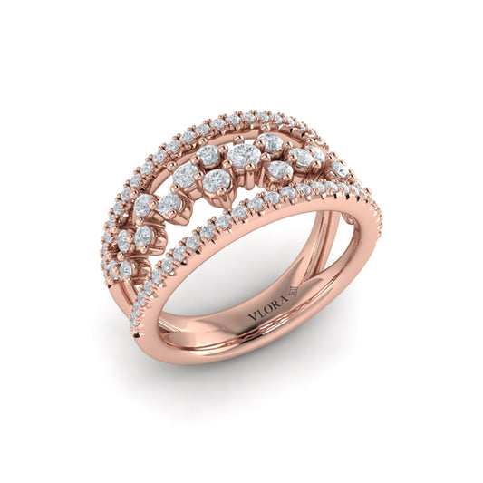 Floating Diamond Cluster Ring
