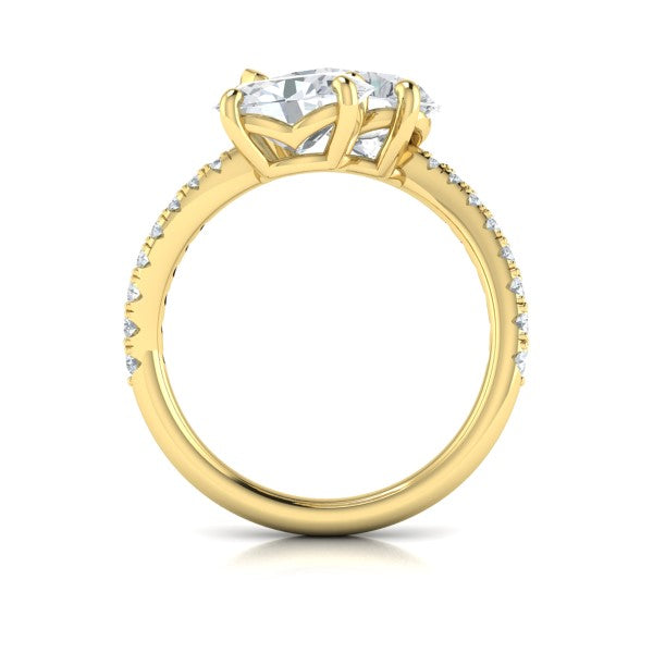 Kissing Oval and Pear Two Stone Engagement Ring