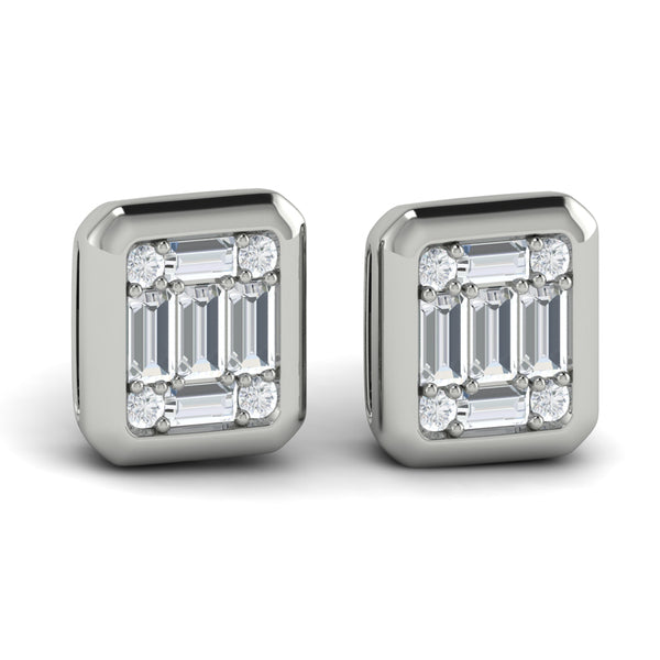 Multi Baguette and Round Diamond Earrings