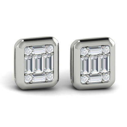 Multi Baguette and Round Diamond Earrings