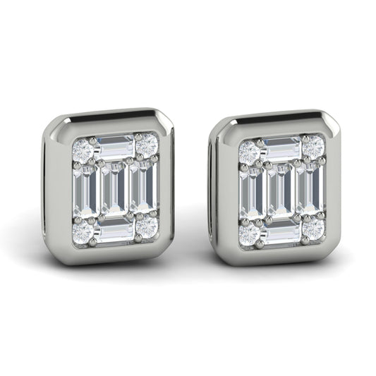 Multi Baguette and Round Diamond Earrings