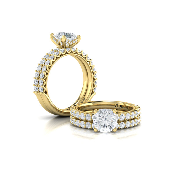 Woven Elegance Hidden Halo Round Engagement Ring