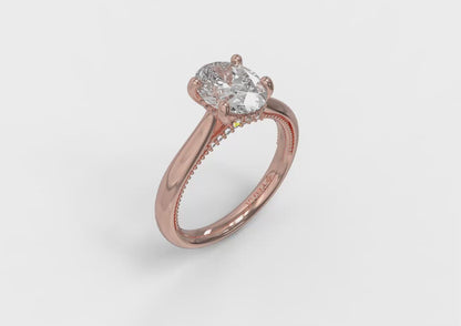 Matching Band for Modern Vintage Solitaire Engagement Ring with Hidden Halo