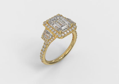 Matching Band for Trio Emerald Cut Halo Engagement Ring