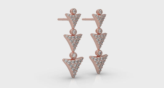 Diamond Trinity Drop Statement Earrings