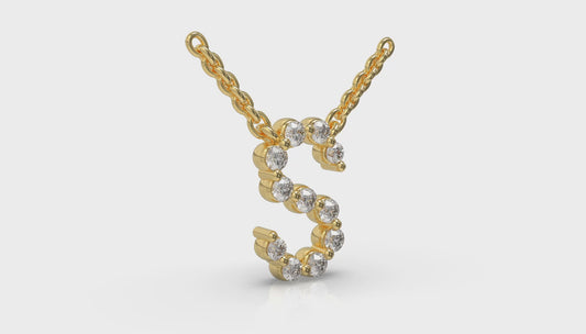 Diamond Alphabet Pendant Necklace, S