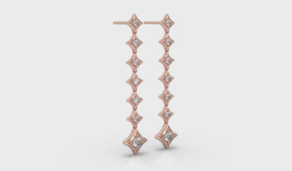 Diamond Vlora Star Long Drop Statement Earrings
