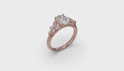 Floral Marquise Cluster Oval Engagement Ring