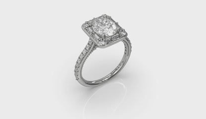 Deco Elegance Halo Oval Engagement Ring
