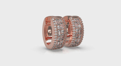 Diamond Baguette Multi Row Huggie Earrings