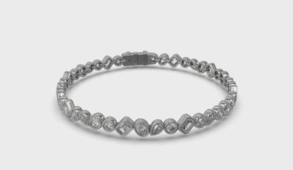 Mixed Shape Bezel Set Diamond Bracelet