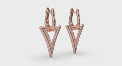 Diamond Open Double Trinity Huggie Earrings