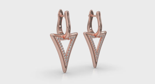 Diamond Open Double Trinity Huggie Earrings