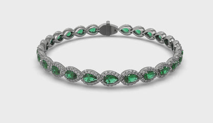 Diamond and Emerald Hinged Bangle
