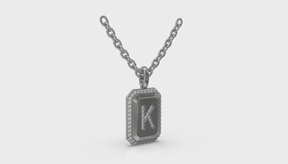 Diamond Medallion Alphabet Pendant Link Necklace, K
