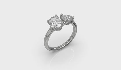 Duet Oval and Pear Two Stone Engagement Ring