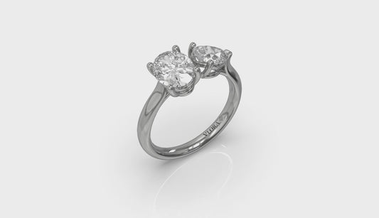 Duet Oval and Pear Two Stone Engagement Ring
