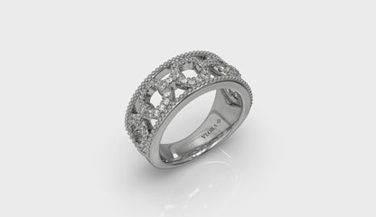 Diamond Open Honeycomb Link Ring