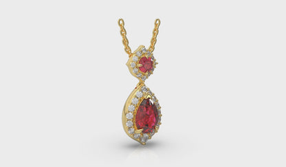 Tear Drop Ruby and Diamond Pendant