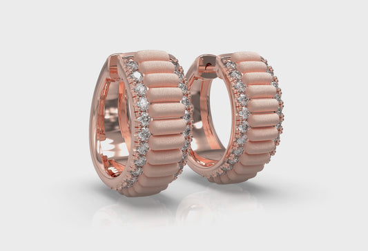 Fluted Huggie Earrings with Satin Finish