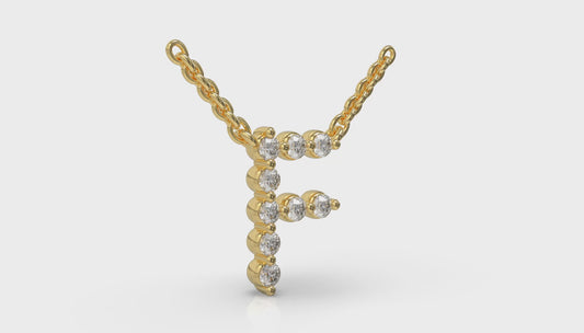 Diamond Alphabet Pendant Necklace, F