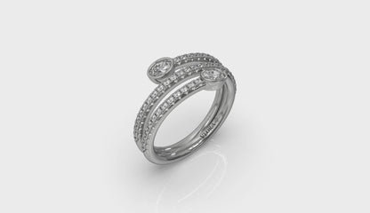 Diamond Three Row Oval Diamond Wrap Ring