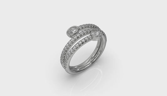 Diamond Three Row Oval Diamond Wrap Ring