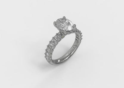 Eterna Oval Engagement Ring with Emerald Cut Band