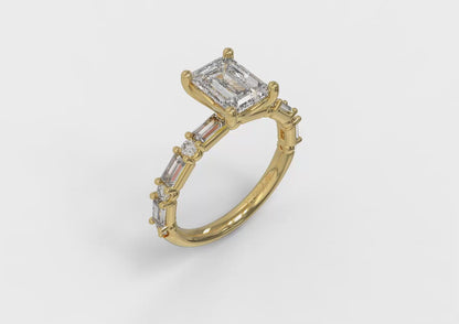 Daring Deco Emerald Cut Engagement Ring