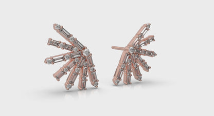 Baguette Radiant Diamond Stud Earrings