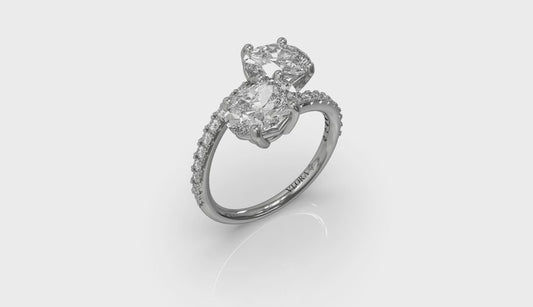Kissing Oval Two Stone Engagement Ring