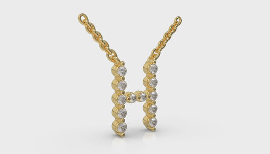 Diamond Alphabet Pendant Necklace, H