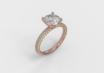 Shimmering Engagement Ring with Micropave Band